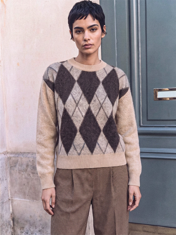 Pullover a rombi misto mohair