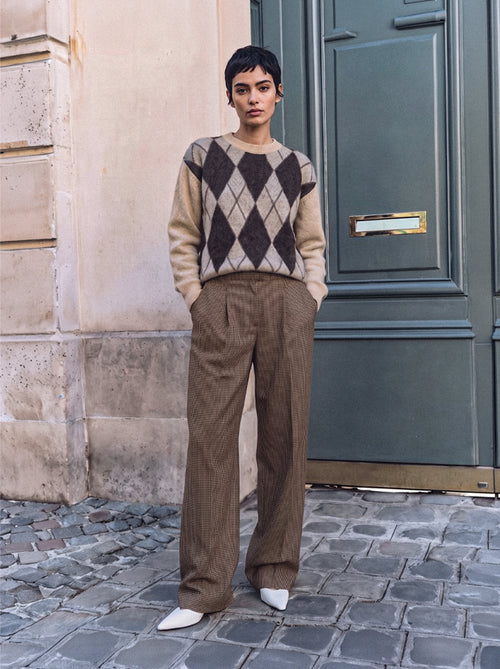 Pullover a rombi misto mohair