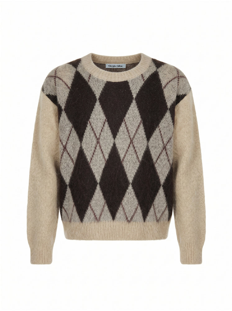 Pullover a rombi misto mohair