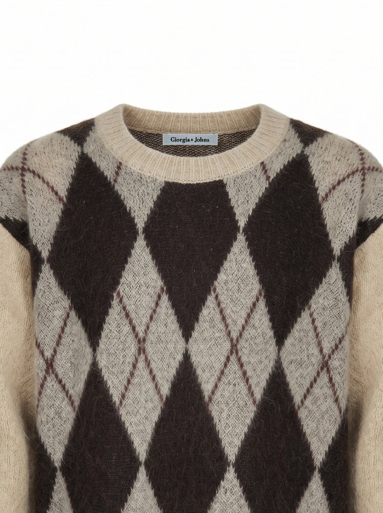 Pullover a rombi misto mohair