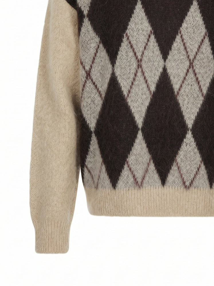 Pullover a rombi misto mohair