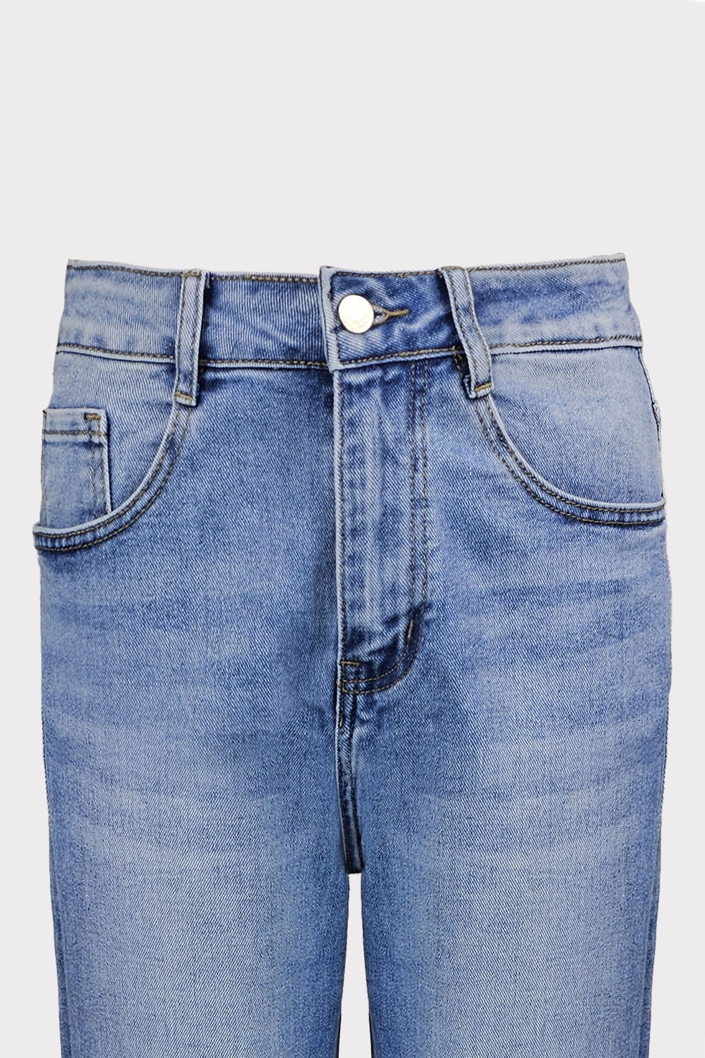 Jeans dritti con piega strass