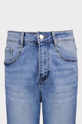 Jeans dritti con piega strass