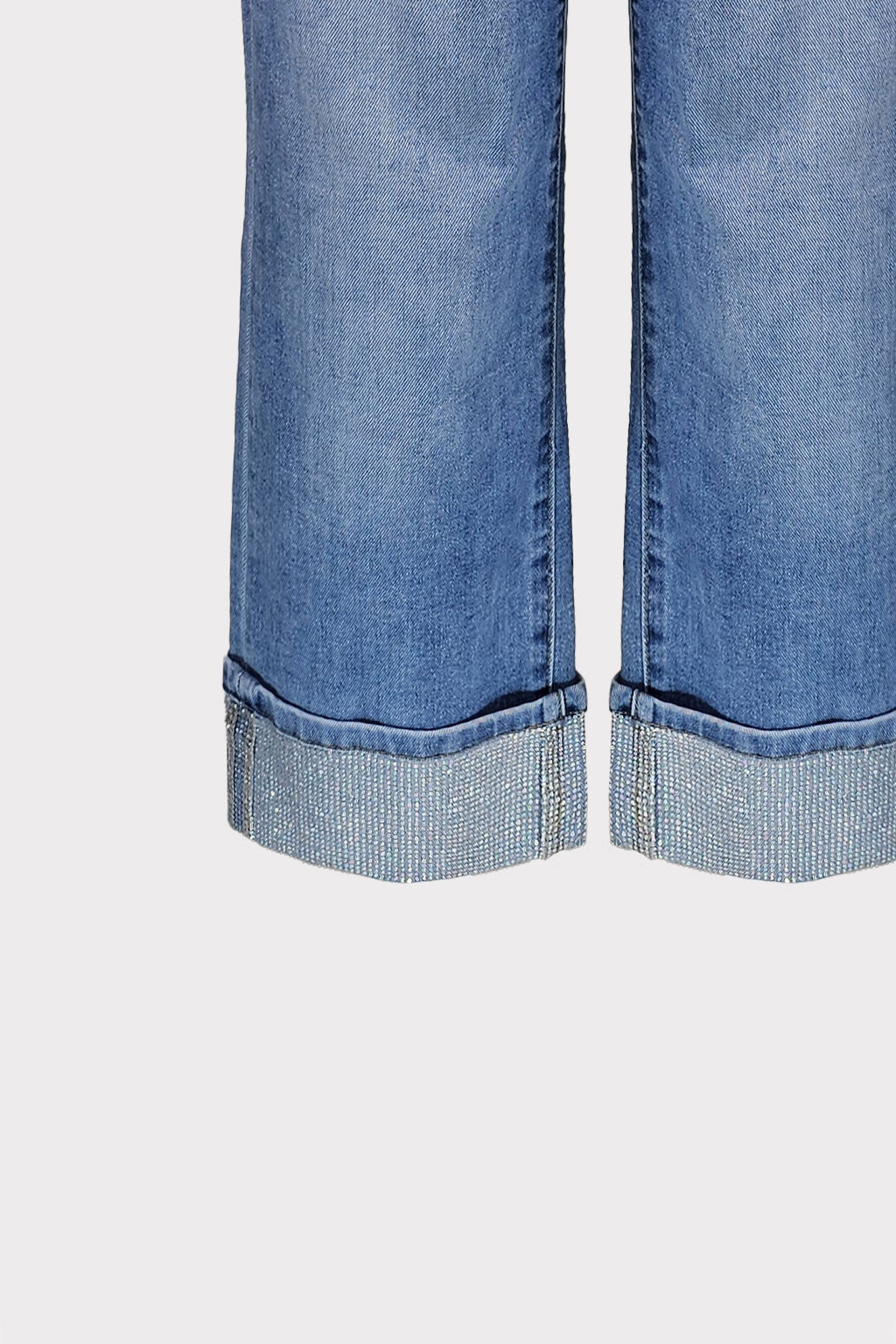 Jeans dritti con piega strass