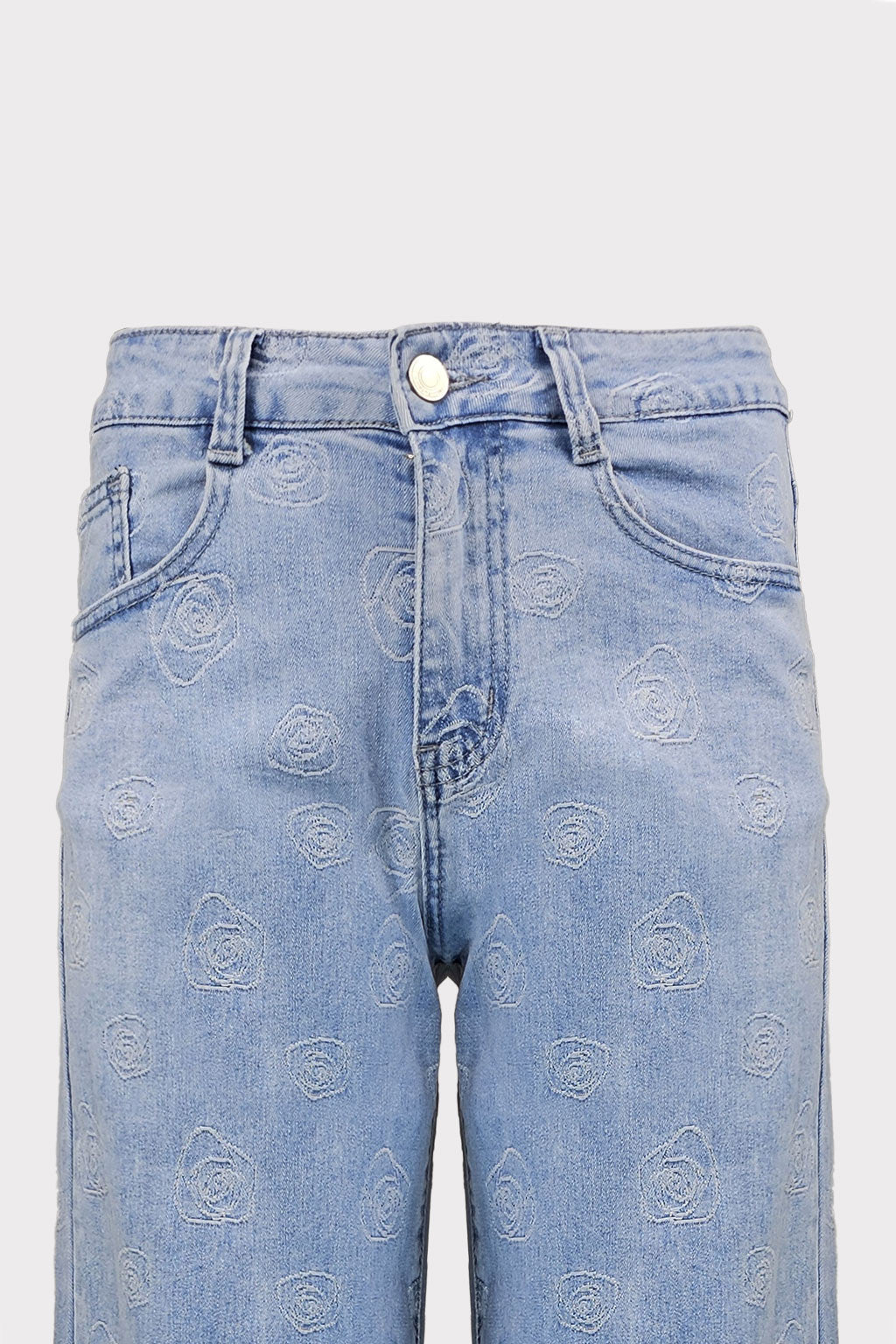 Jeans wide leg con motivo rose