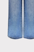 Jeans wide leg con strass