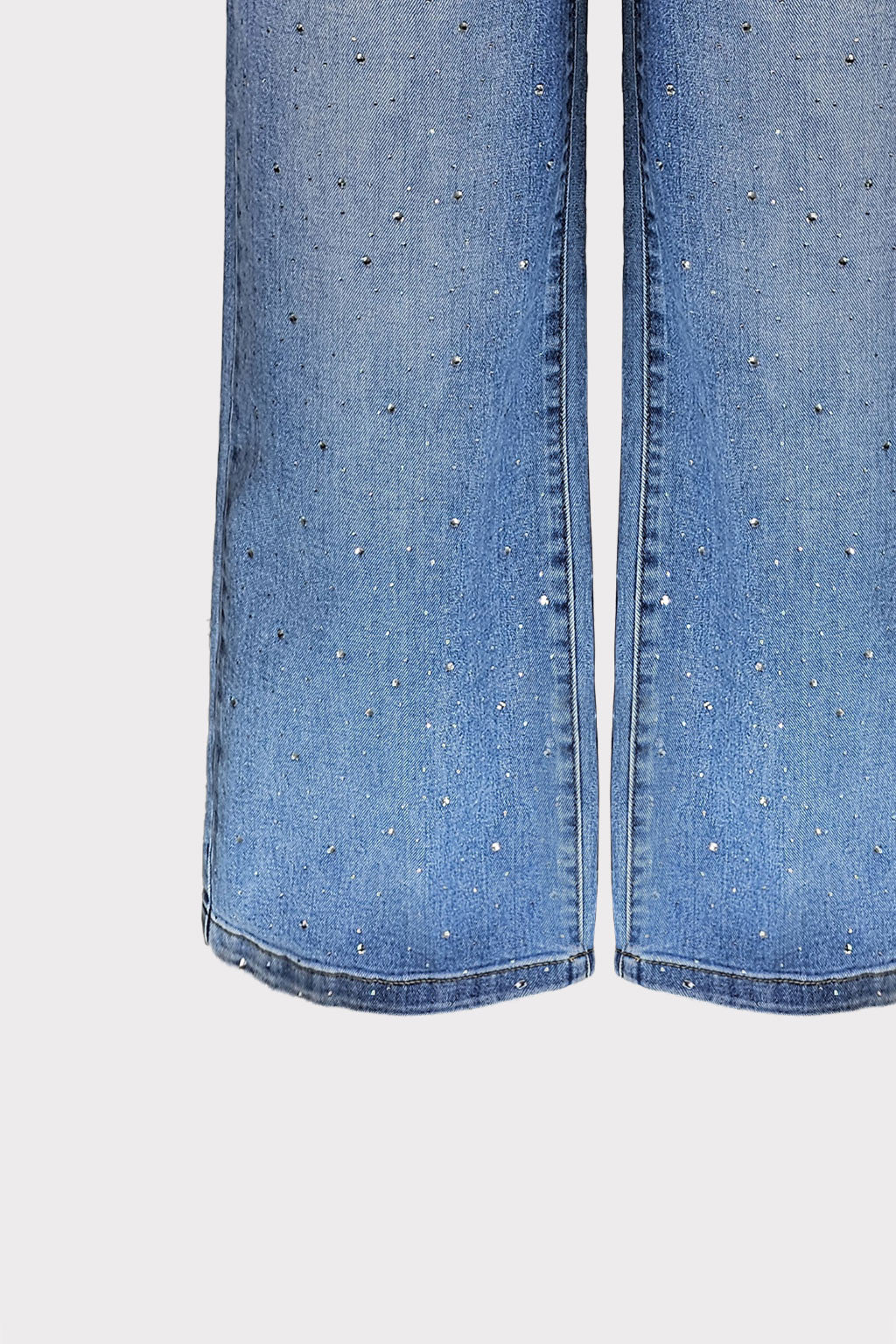 Jeans wide leg con strass