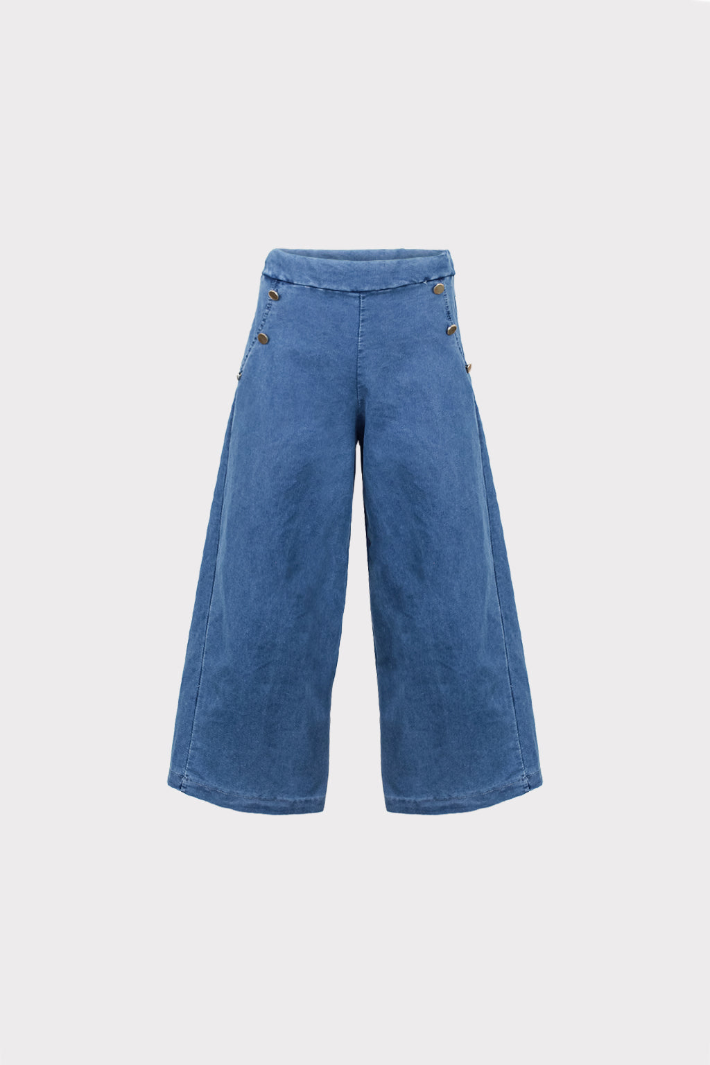 Pantalone denim con bottoni metallici