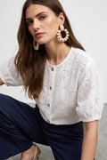 Camicia cropped in sangallo