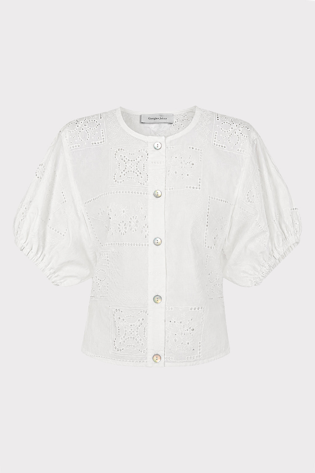 Camicia cropped in sangallo