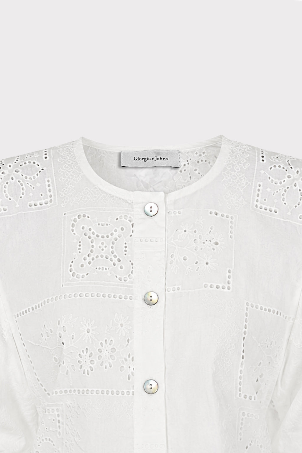Camicia cropped in sangallo