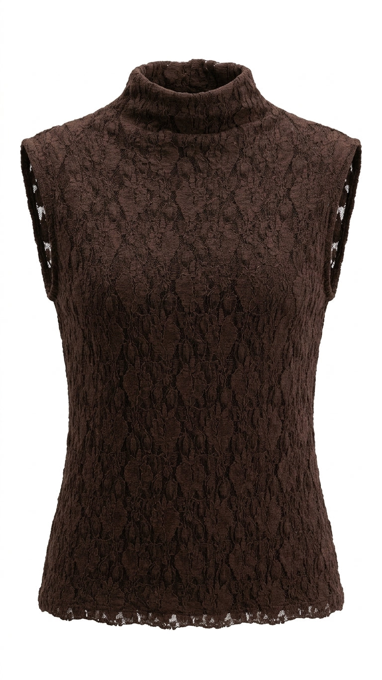 Top lupetto in pizzo 3D