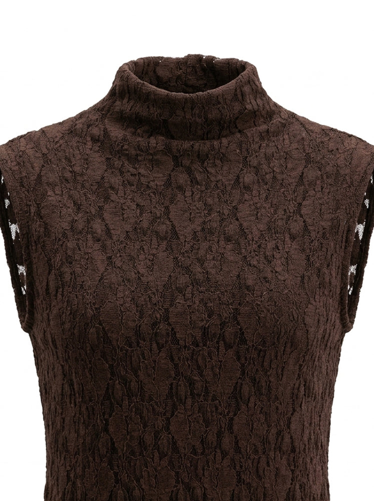 Top lupetto in pizzo 3D