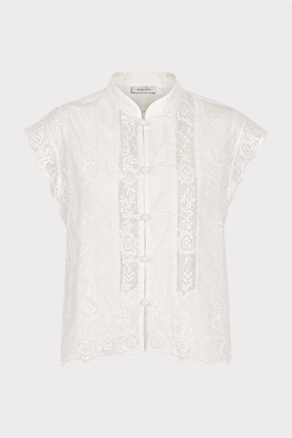 Camicia in pizzo con alamari