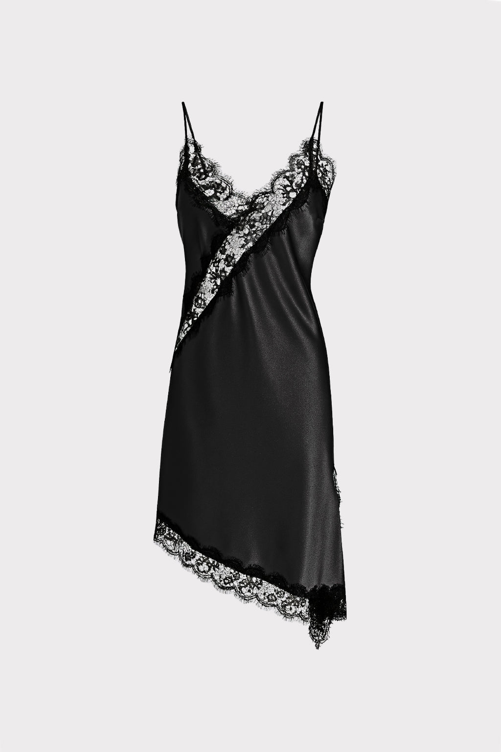 Abito slip dress in satin con pizzo