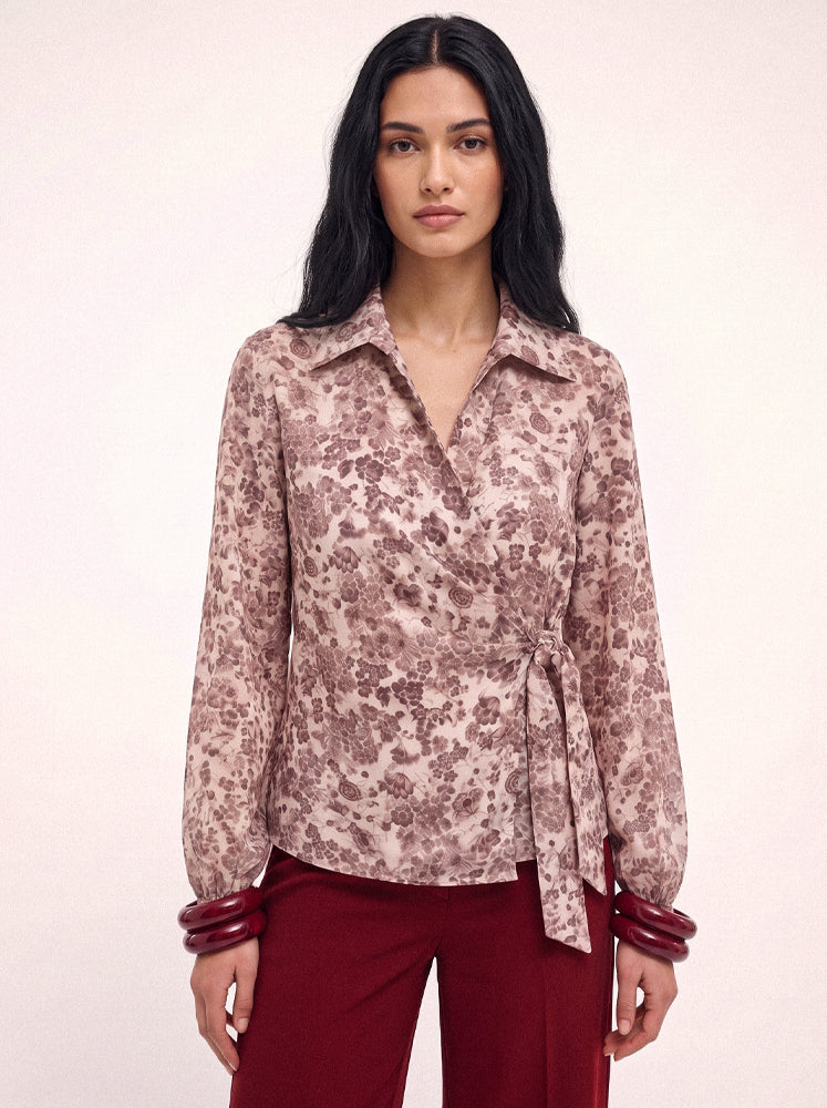 Blusa a portafoglio stampa floreale