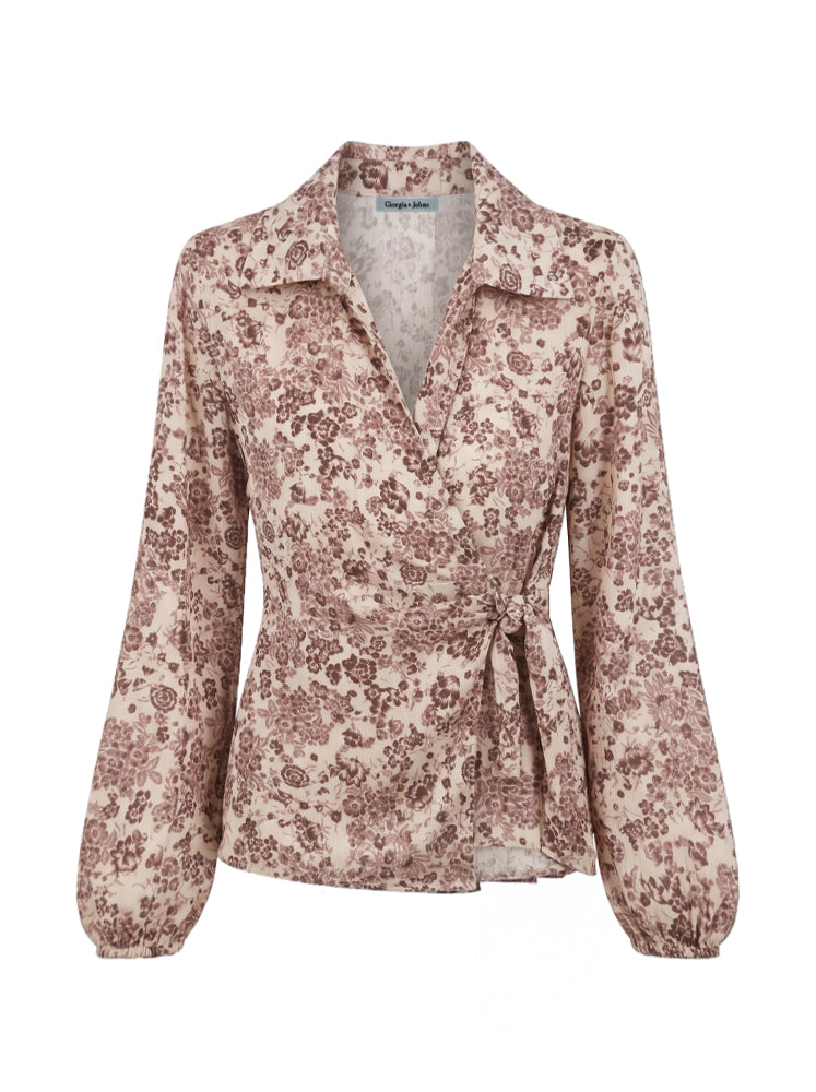 Blusa a portafoglio stampa floreale