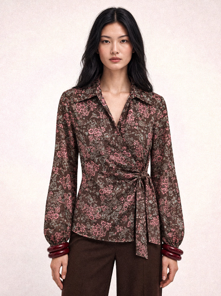 Blusa a portafoglio stampa floreale