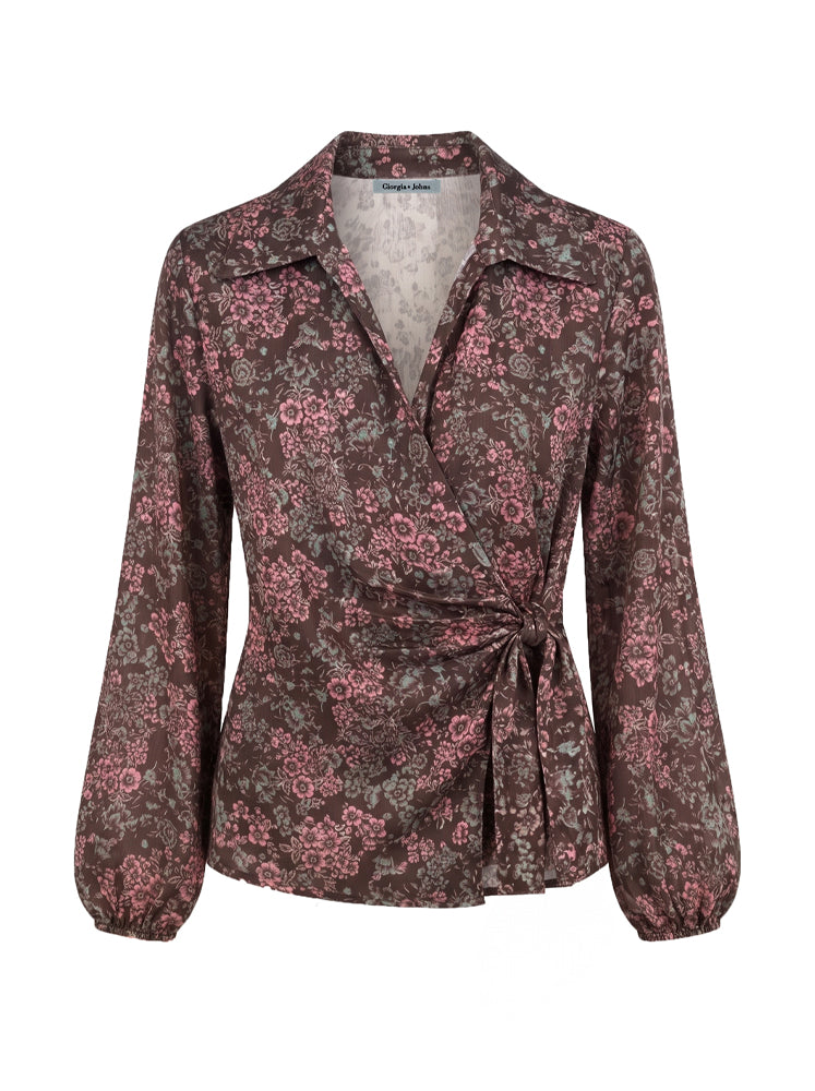 Blusa a portafoglio stampa floreale