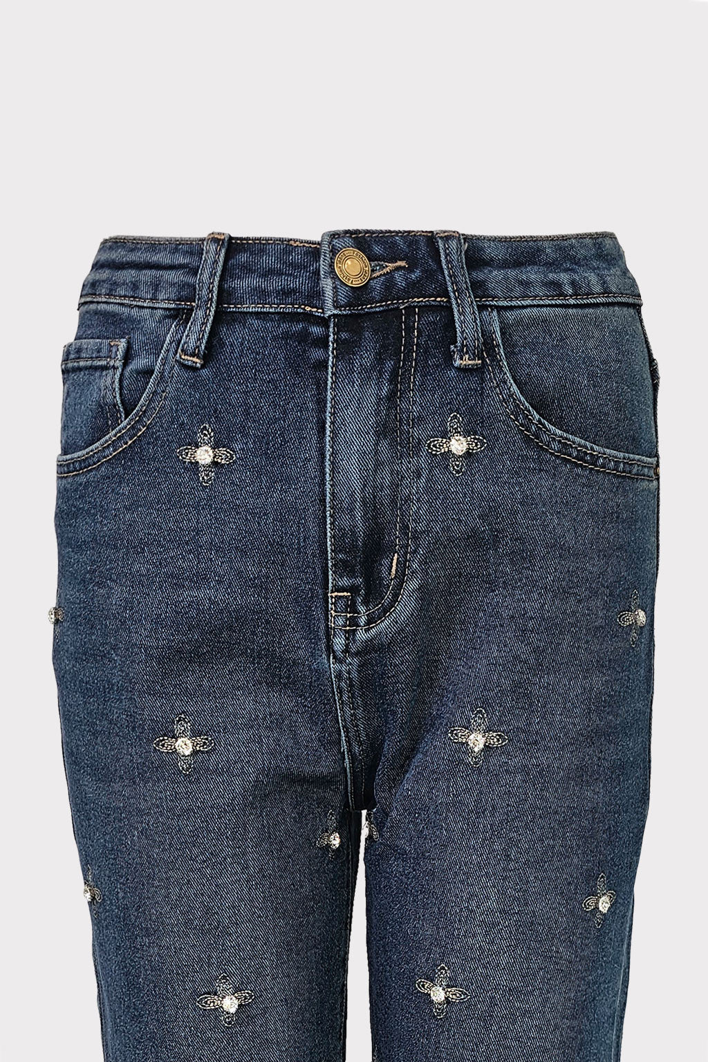 Jeans ricamo e pietre