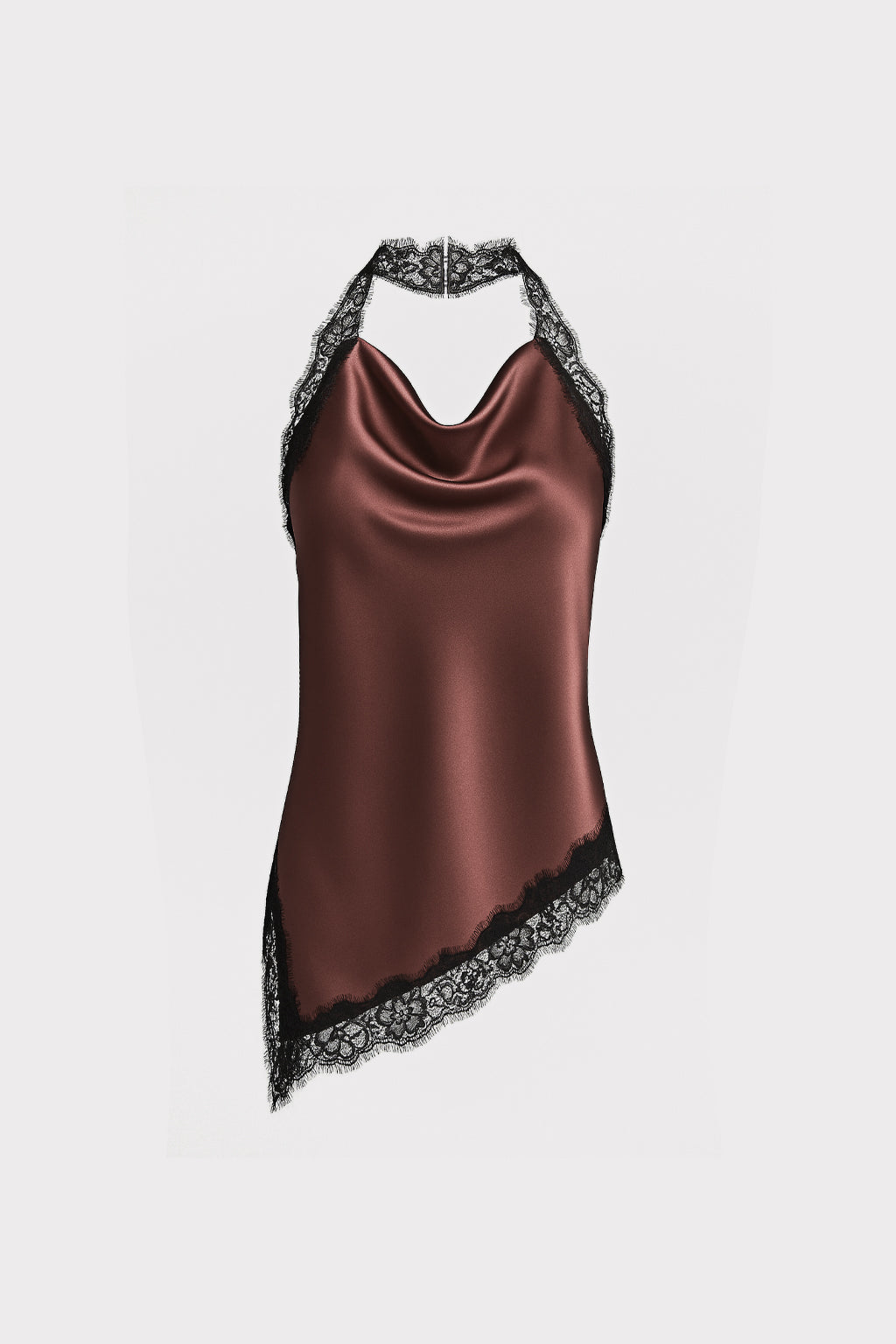 Top in satin con pizzo