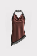 Top in satin con pizzo
