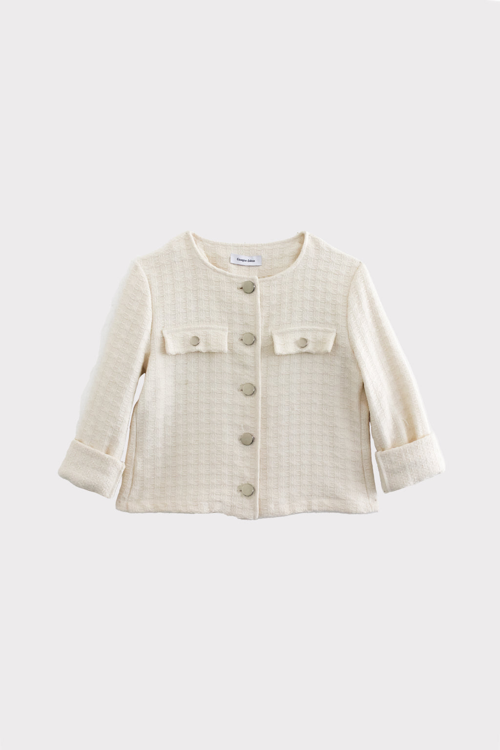 Giacca tweed con bottoni metallici