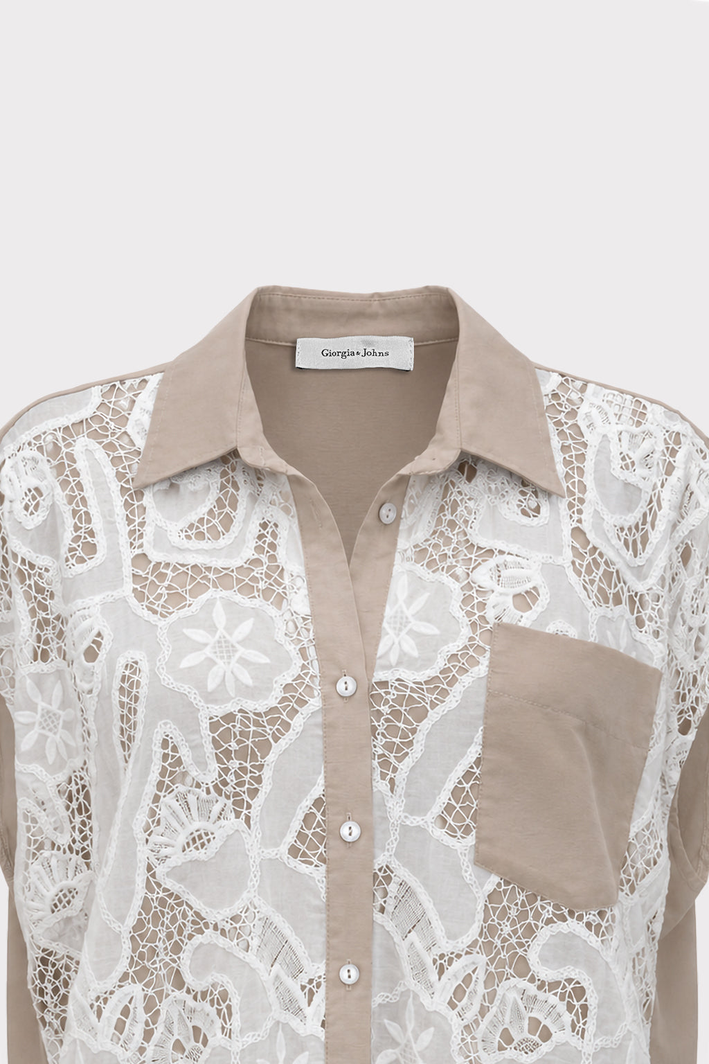 Camicia pizzo crochet con taschino