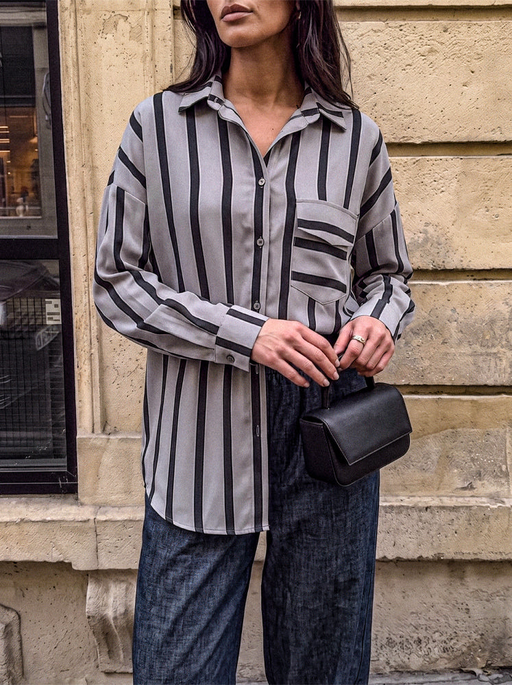 Camicia over macro-righe con taschino
