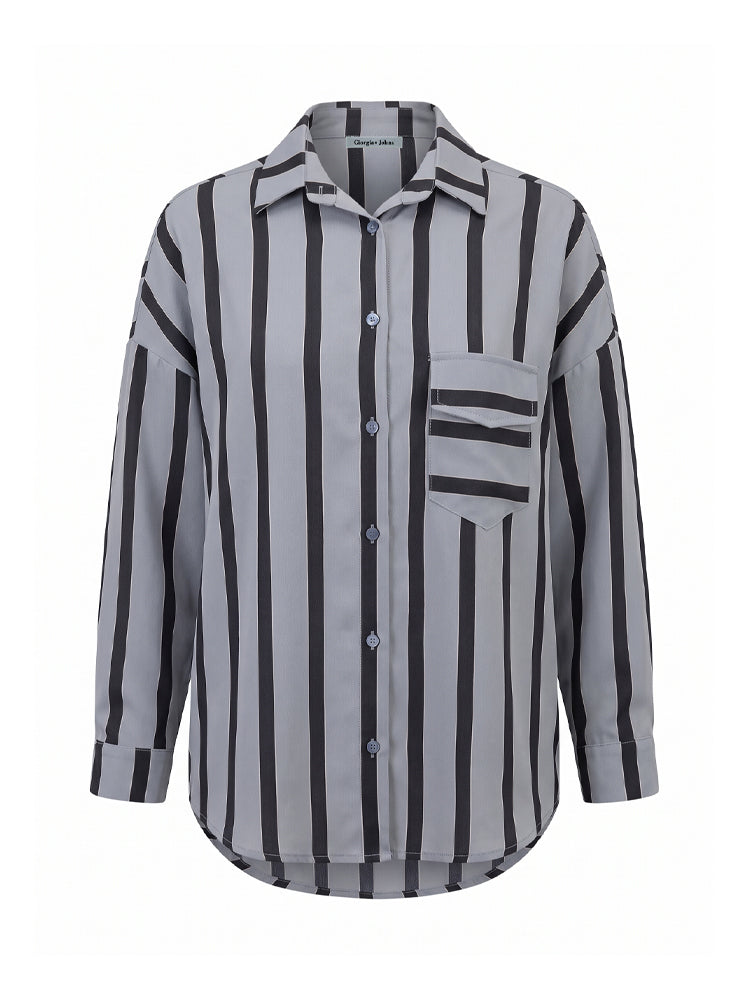 Camicia over macro-righe con taschino