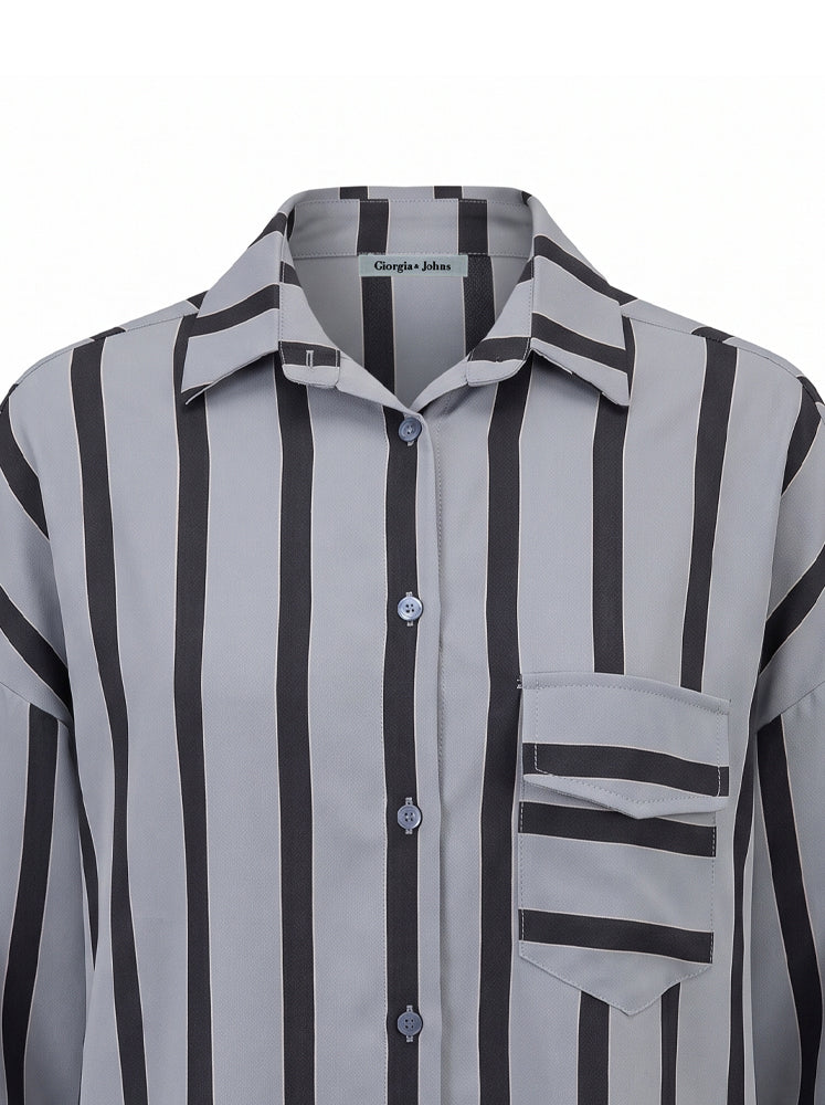 Camicia over macro-righe con taschino