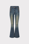 Jeans flared con bottoni Laterali