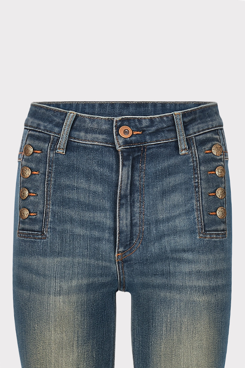 Jeans flared con bottoni Laterali