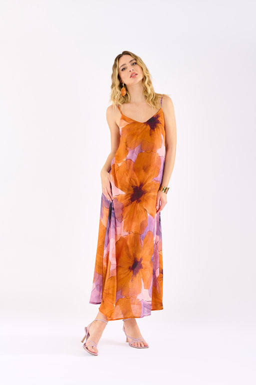 Abito lingerie con stampa floreale
