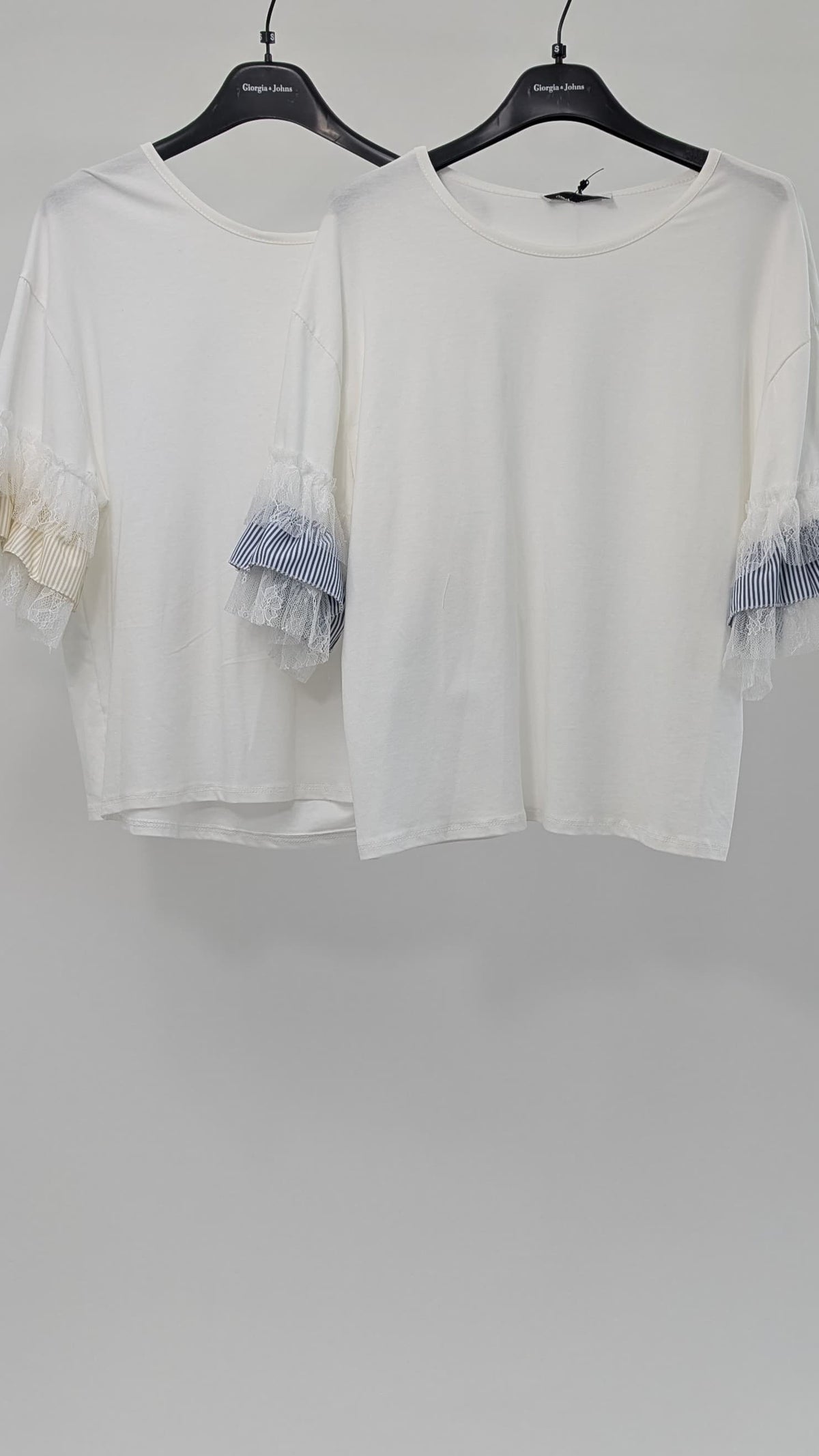 T-Shirt inserti riga e pizzo