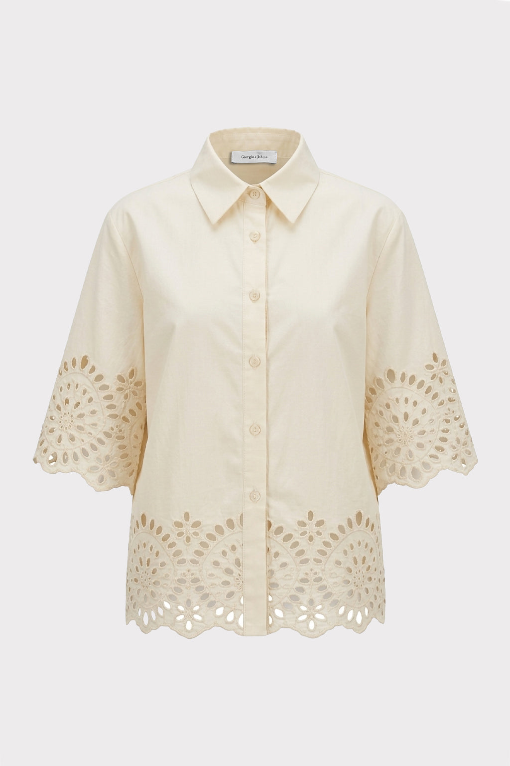 Camicia con ricami sangallo