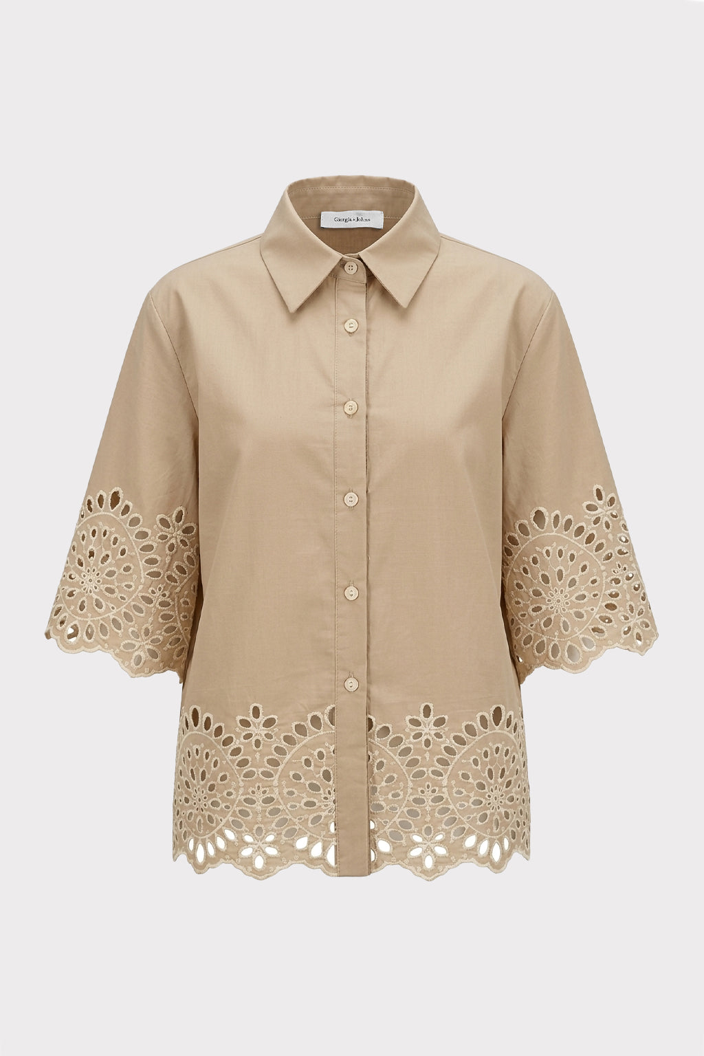 Camicia con ricami sangallo