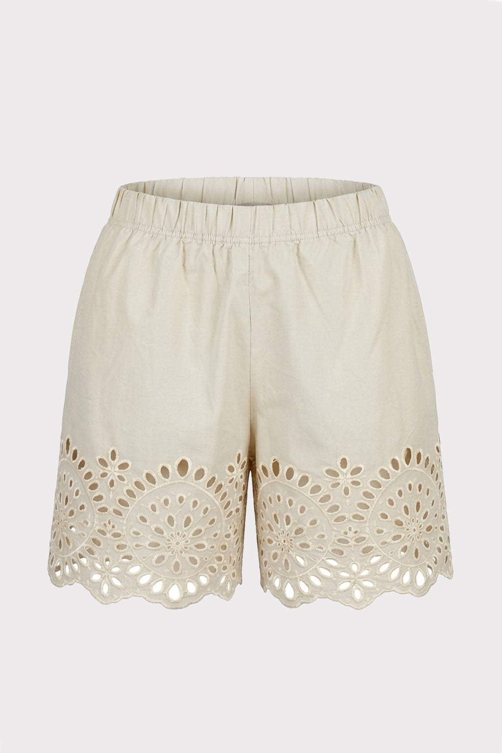 Shorts con ricami sangallo