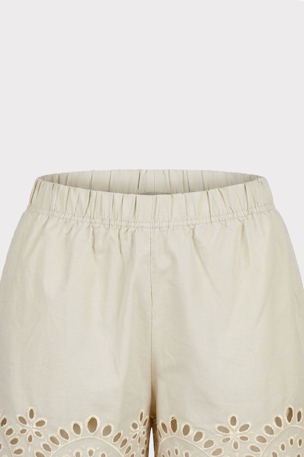 Shorts con ricami sangallo