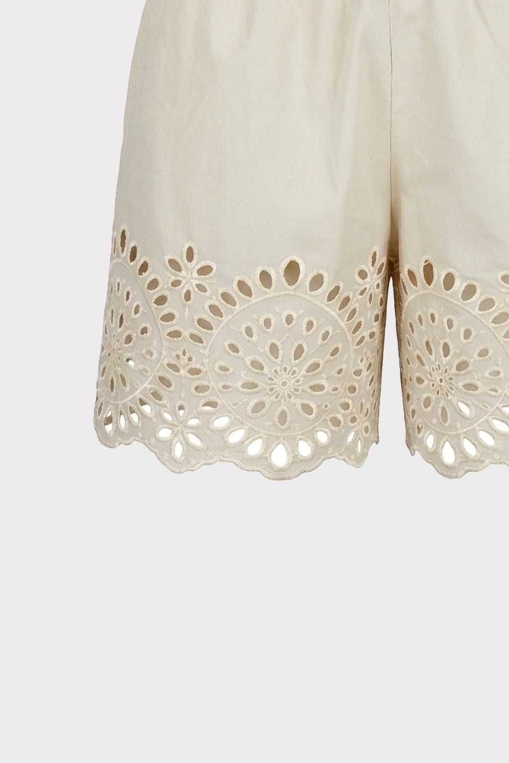 Shorts con ricami sangallo
