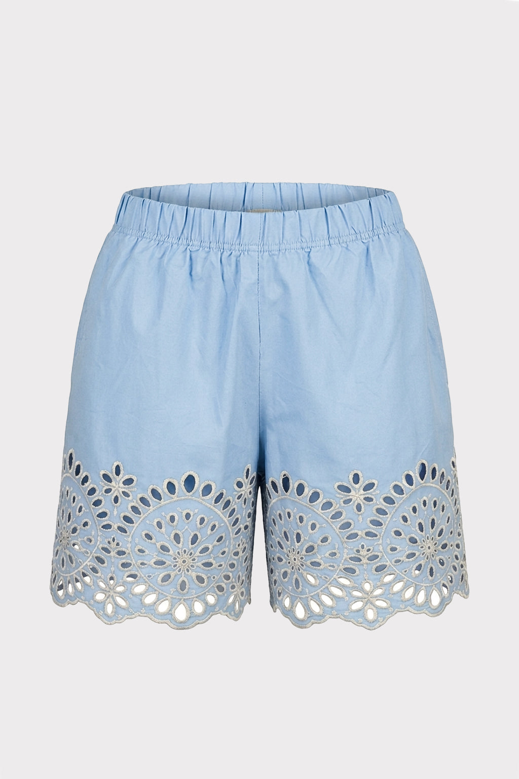 Shorts con ricami sangallo