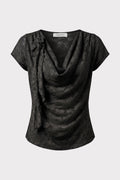 Top in pizzo scollo drappeggio