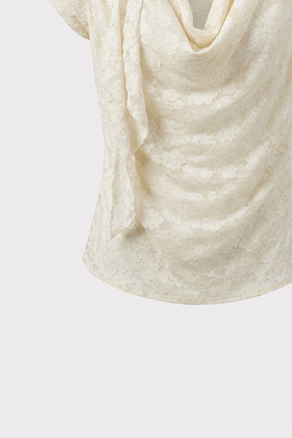 Top in pizzo scollo drappeggio