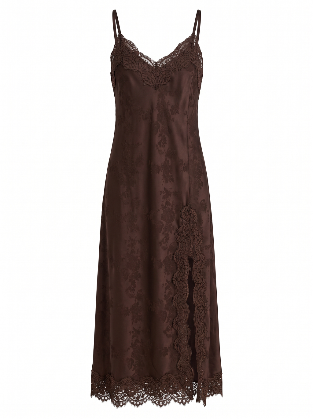 Abito lingerie raso jacquard inserti in pizzo