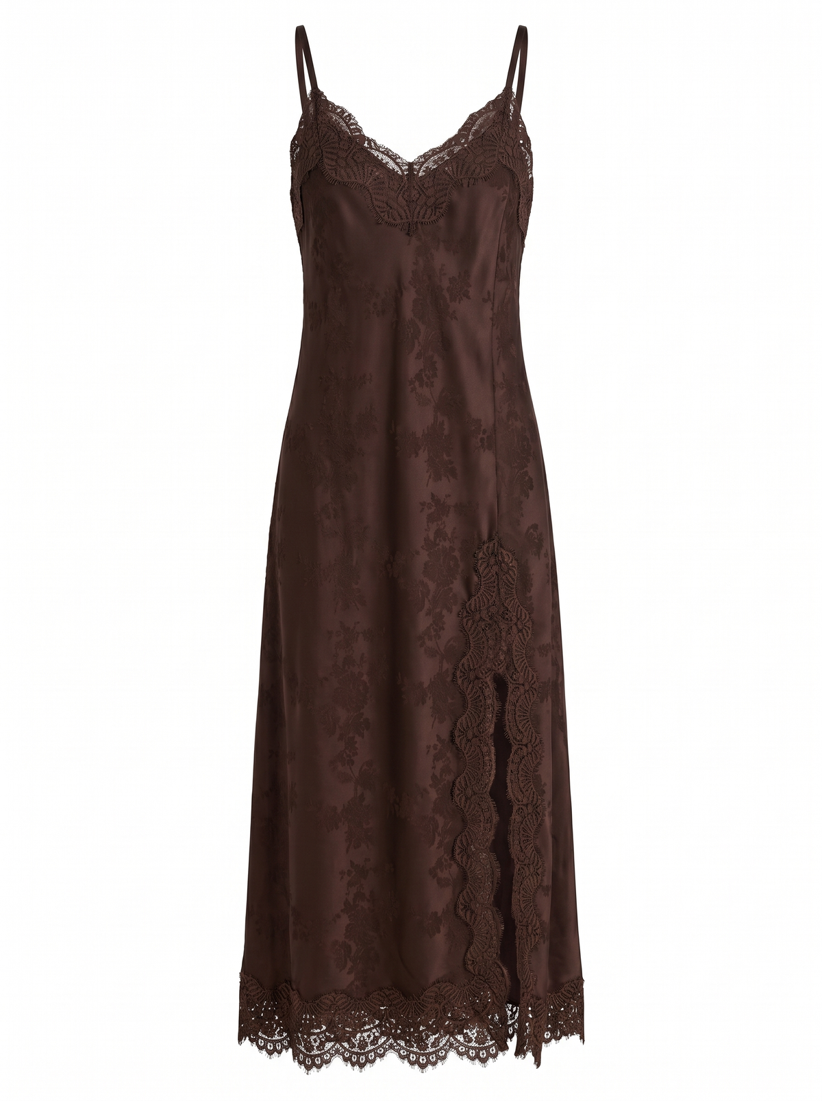 Abito lingerie raso jacquard inserti in pizzo
