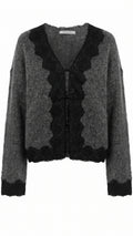 Cardigan bordi in pizzo e alamari