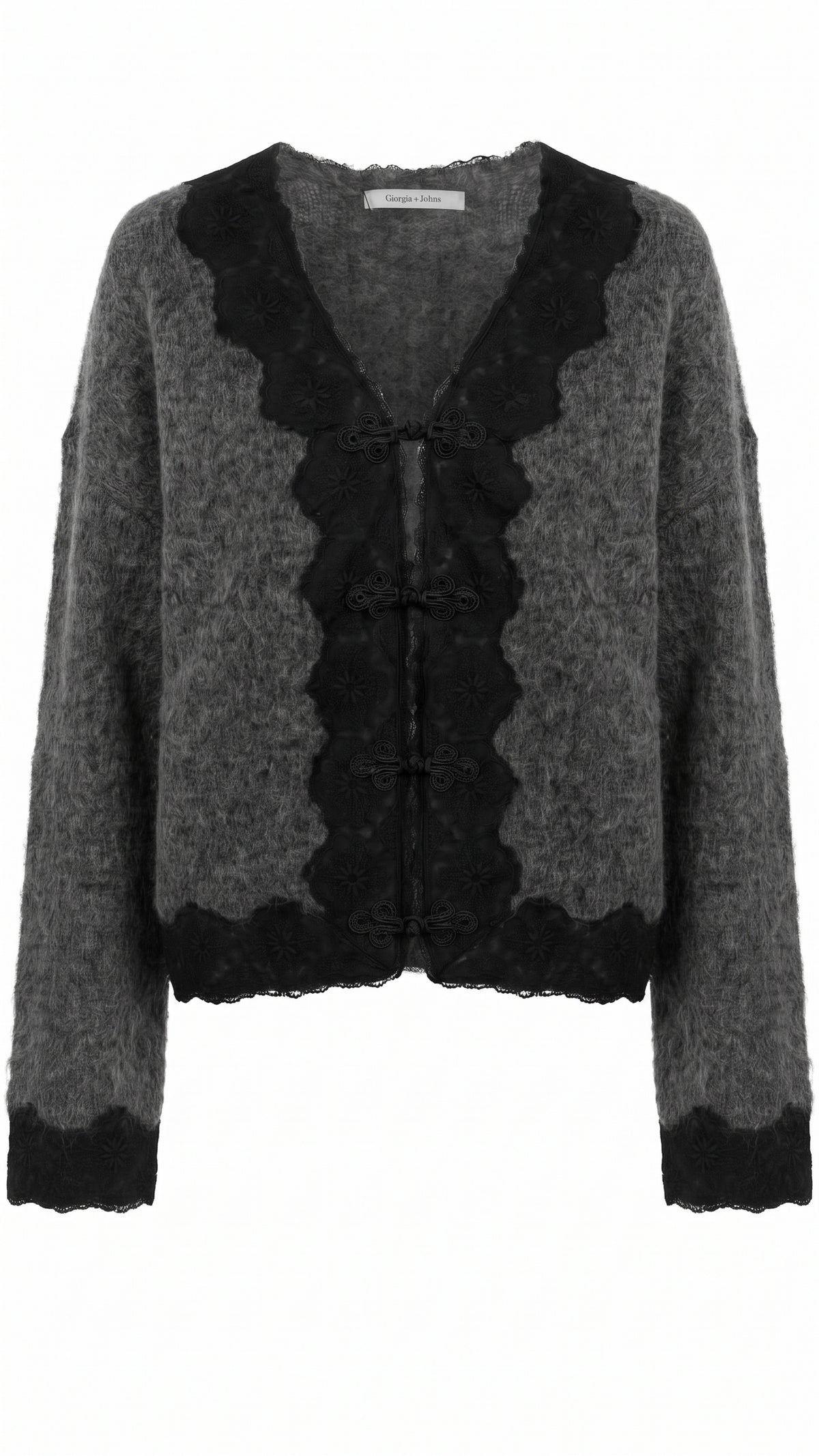 Cardigan bordi in pizzo e alamari