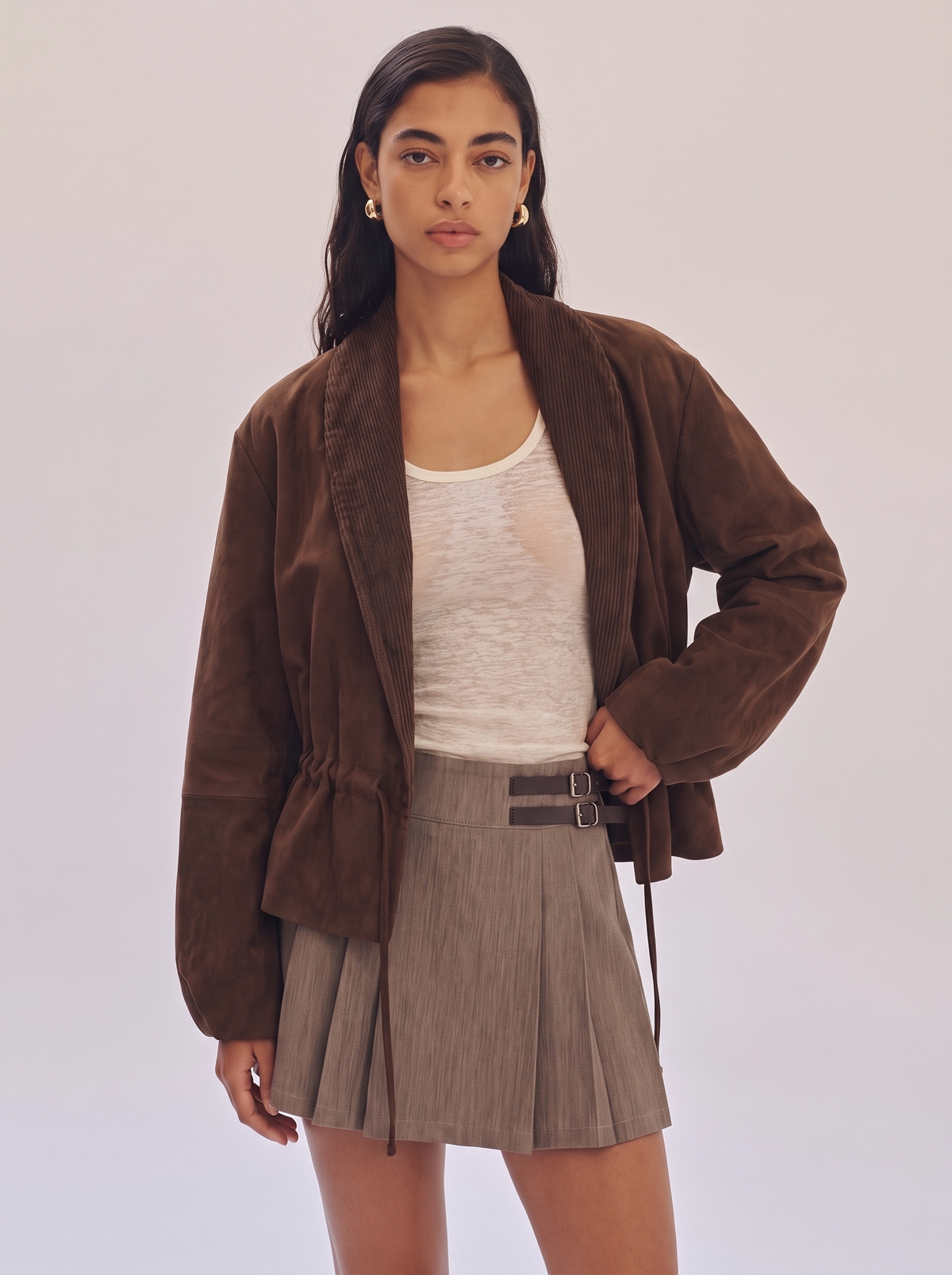 Giacca kimono in velluto con coulisse