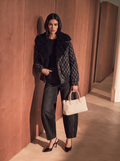 Giubbotto check maxi collo ecopelliccia
