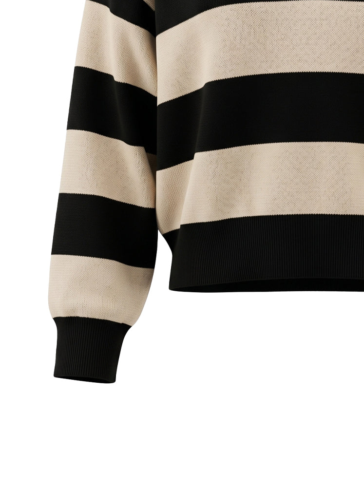 Maglia polo a righe scollo a V
